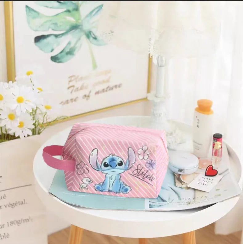 Cartoon Disney Stitch Makeup Bag Large Capacity Cosmetic Bags & Cases for Girls Student Travel Multifunctional Storage Bag