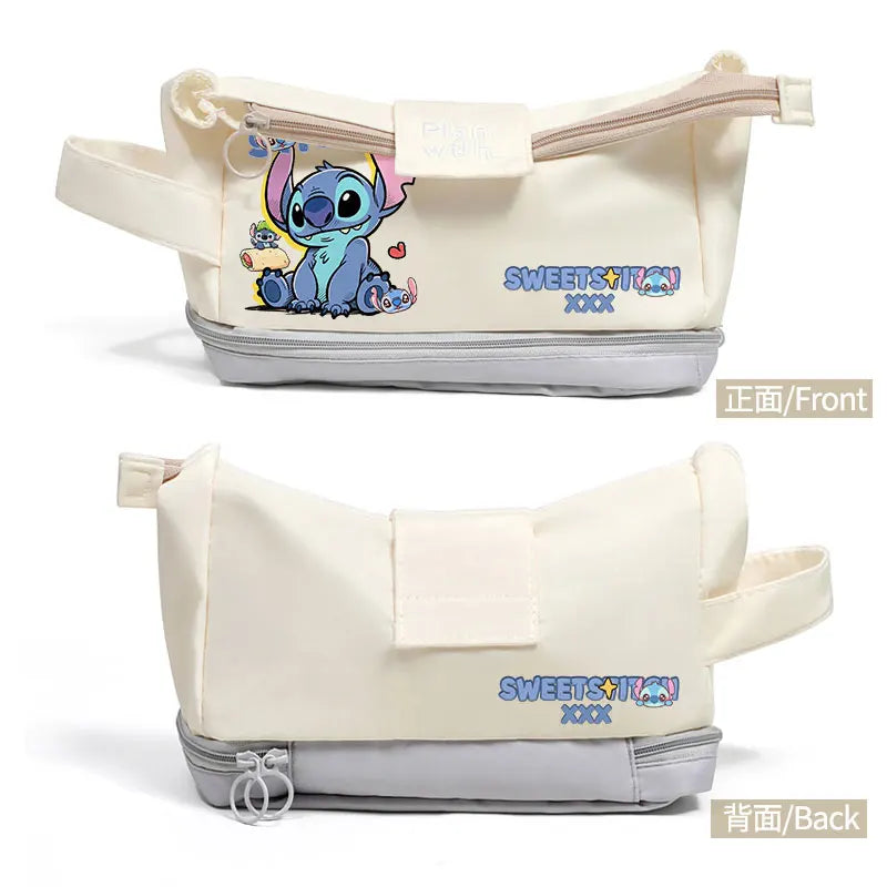 Kawaii Disney Stitch Anime Pen Bag Writing Case Cartoon Pencil Cases Pencil-box Large Capacity Stationery Storage Xmas