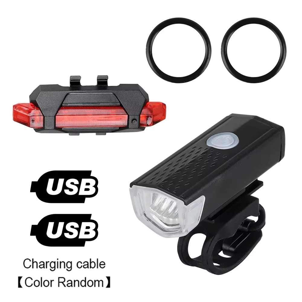 USB Rechargeable Bike Light Set Front Light with Taillight Easy to Install 3 Modes Bicycle Accessories for the Bicycle