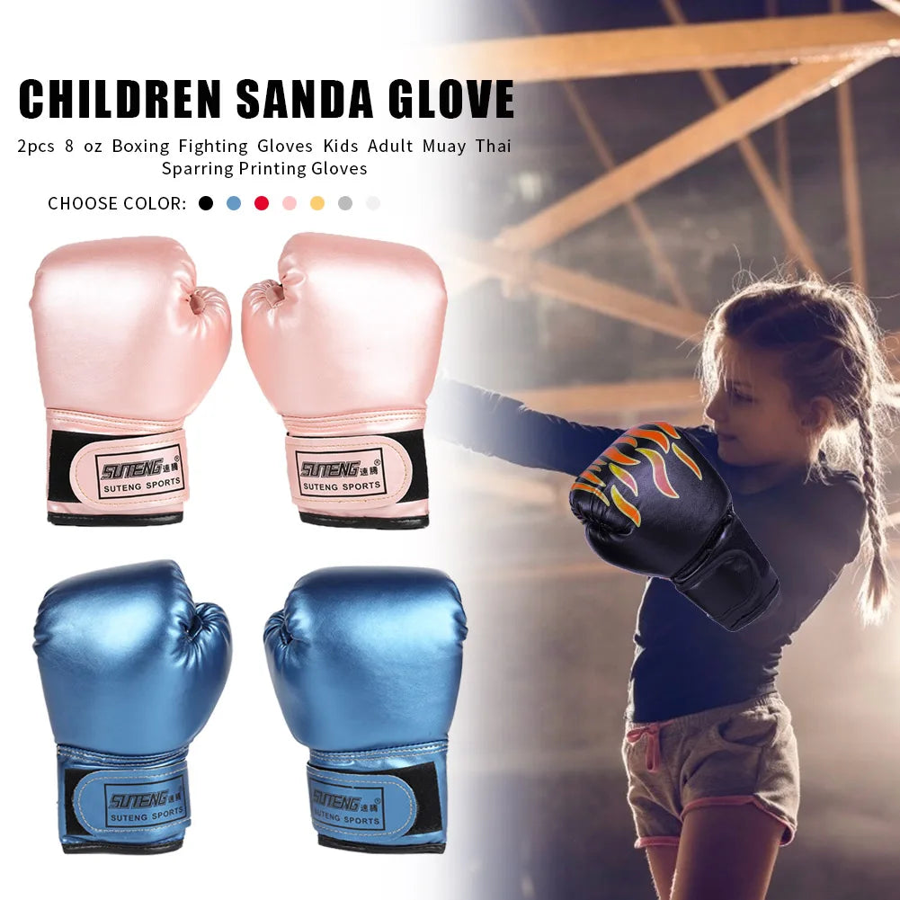 5-12YRS Professional Boxing Training Sparring Gloves PU Leather Kids Breathable Muay Thai Punching Karate Training Gloves