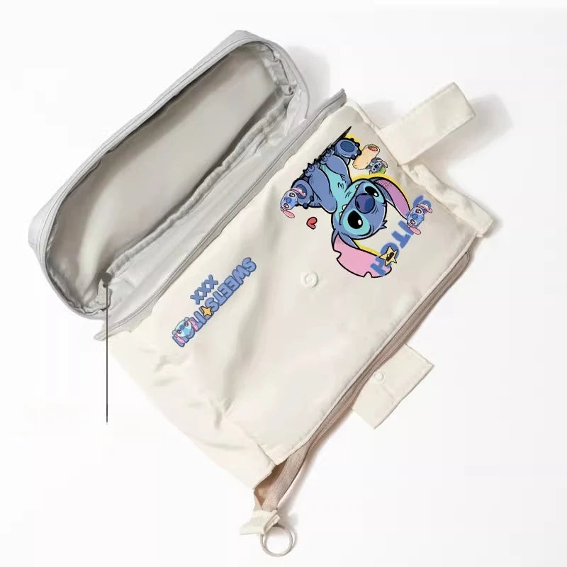 Kawaii Disney Stitch Anime Pen Bag Writing Case Cartoon Pencil Cases Pencil-box Large Capacity Stationery Storage Xmas
