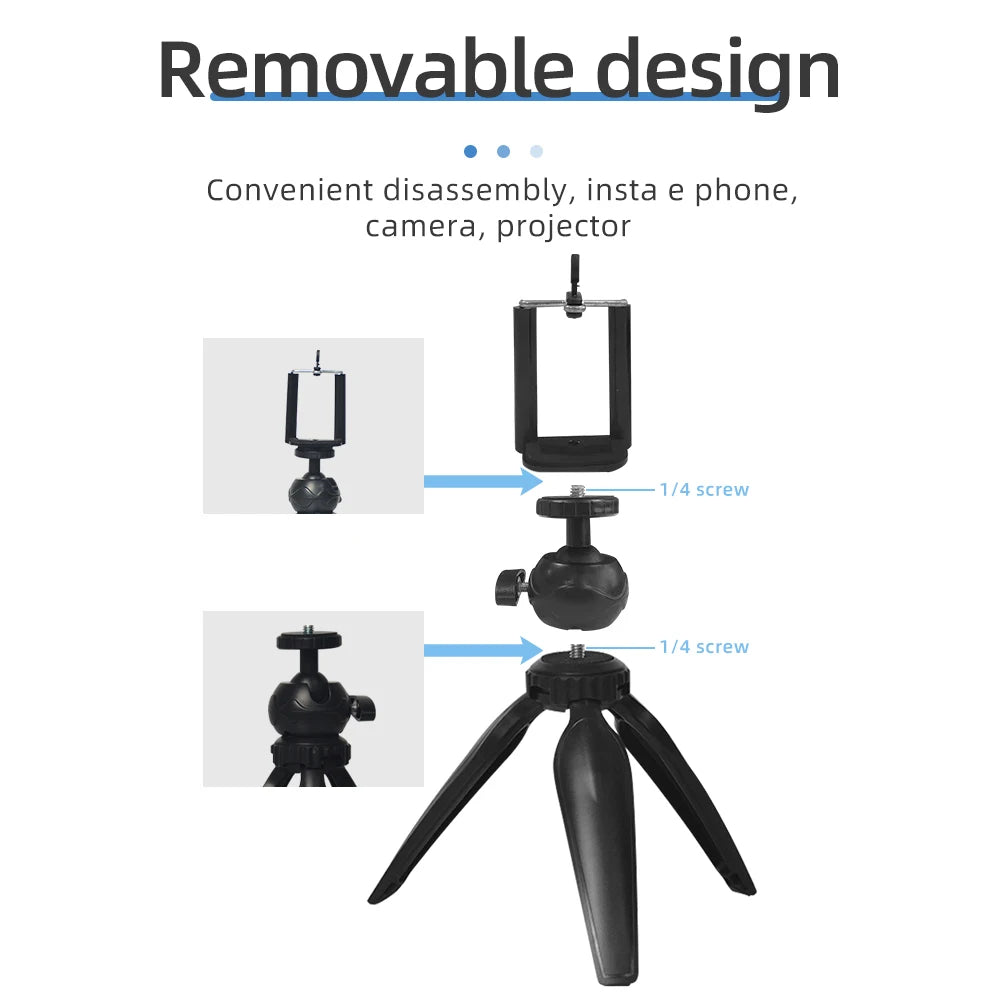 Salange Portable Projector Stand Camera Mobile Phone Mini Tripod Suitable for YG300 P62 J9 J15 Projector Other Stable Supports