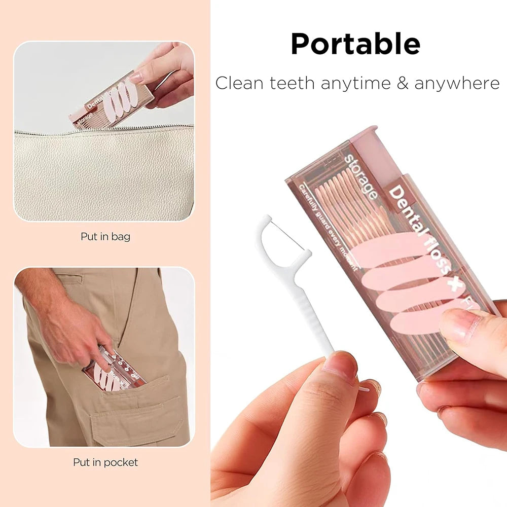 Protable Floss Picks Storage Box Auto Dispenser Small Hilo Dental Floss Refillable Toothpicks Teeth Cleaning Tool Toothpick