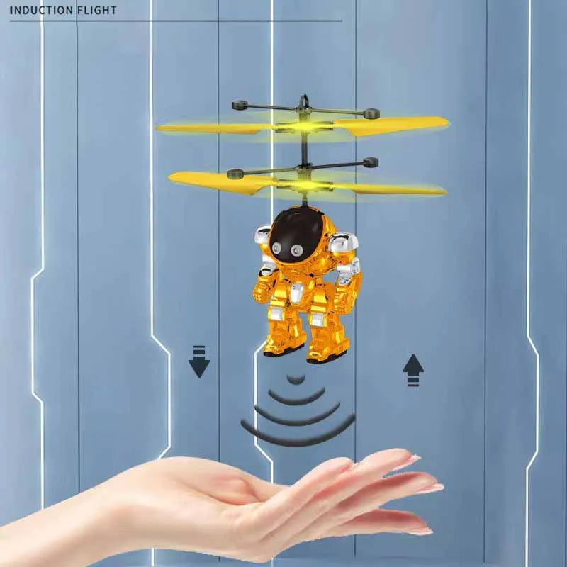 New Children's Intelligent Sensor Flyer Robot Toy USB Charging Light-emitting Toy Levitation Gesture Sensor Flight Robot Toys