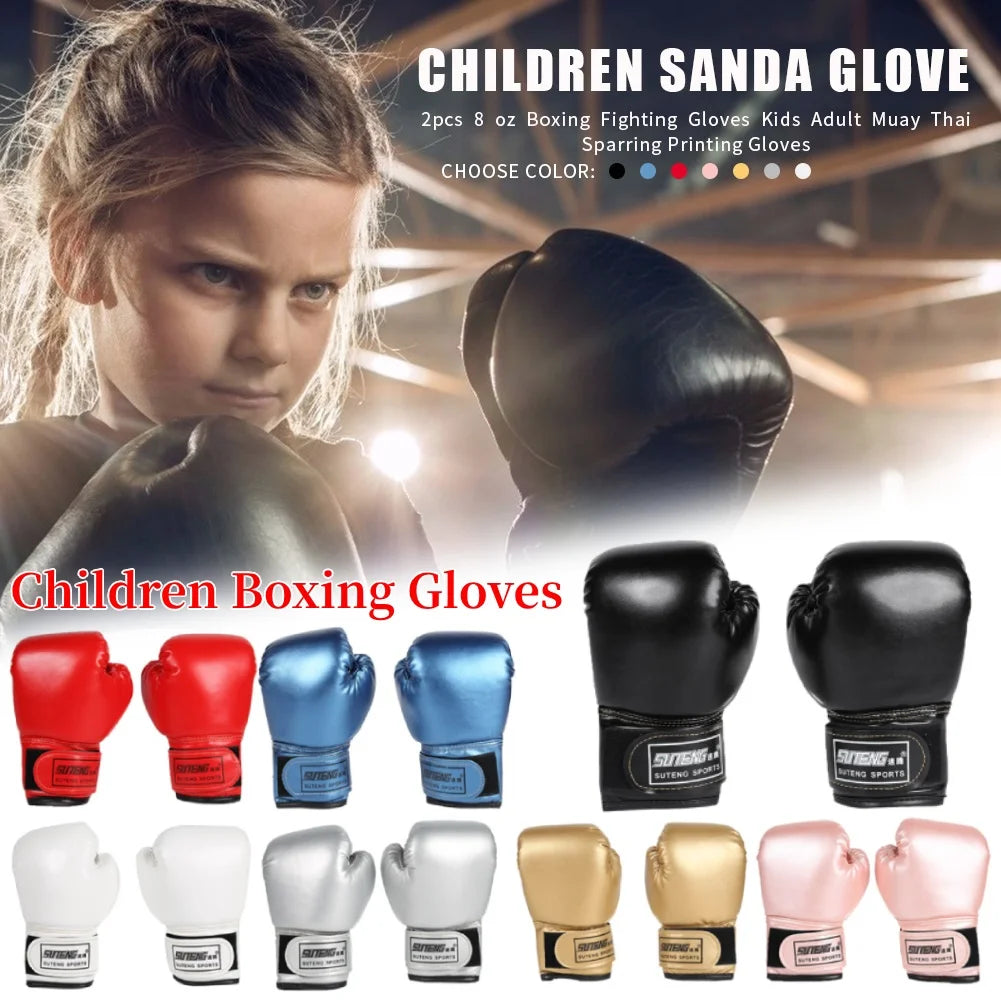 5-12YRS Professional Boxing Training Sparring Gloves PU Leather Kids Breathable Muay Thai Punching Karate Training Gloves