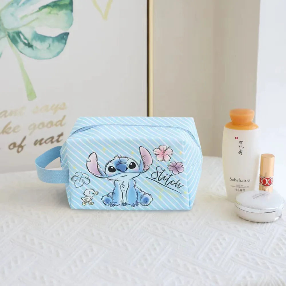 Cartoon Disney Stitch Makeup Bag Large Capacity Cosmetic Bags & Cases for Girls Student Travel Multifunctional Storage Bag