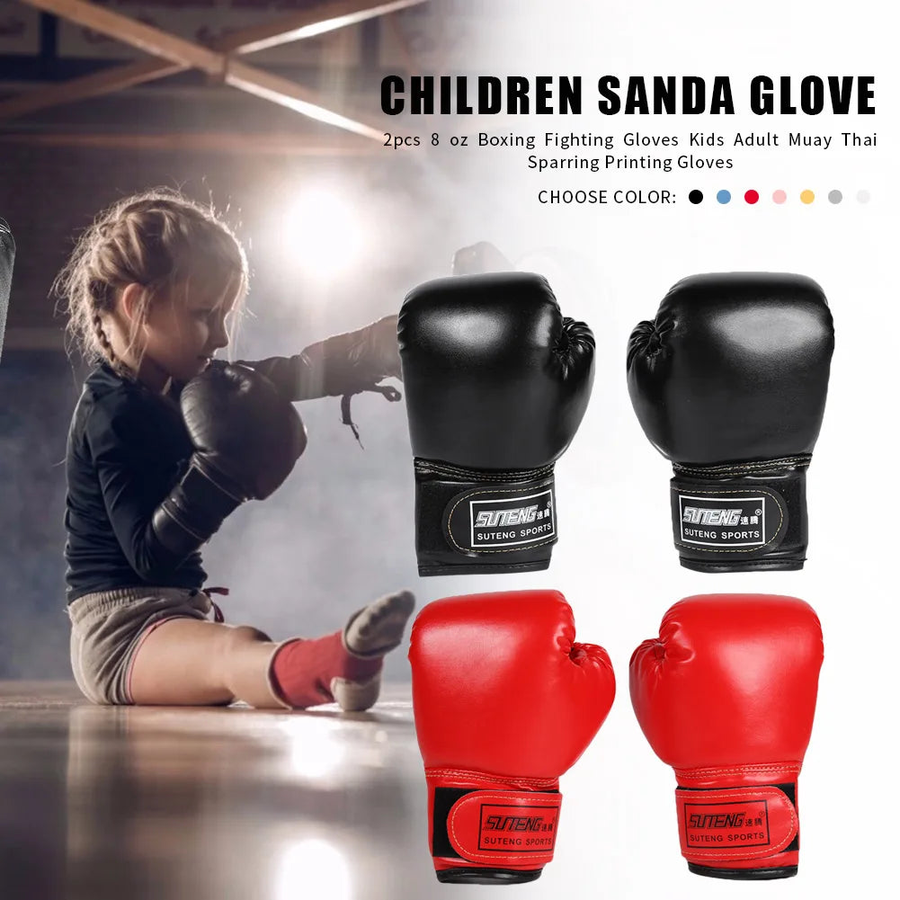 5-12YRS Professional Boxing Training Sparring Gloves PU Leather Kids Breathable Muay Thai Punching Karate Training Gloves