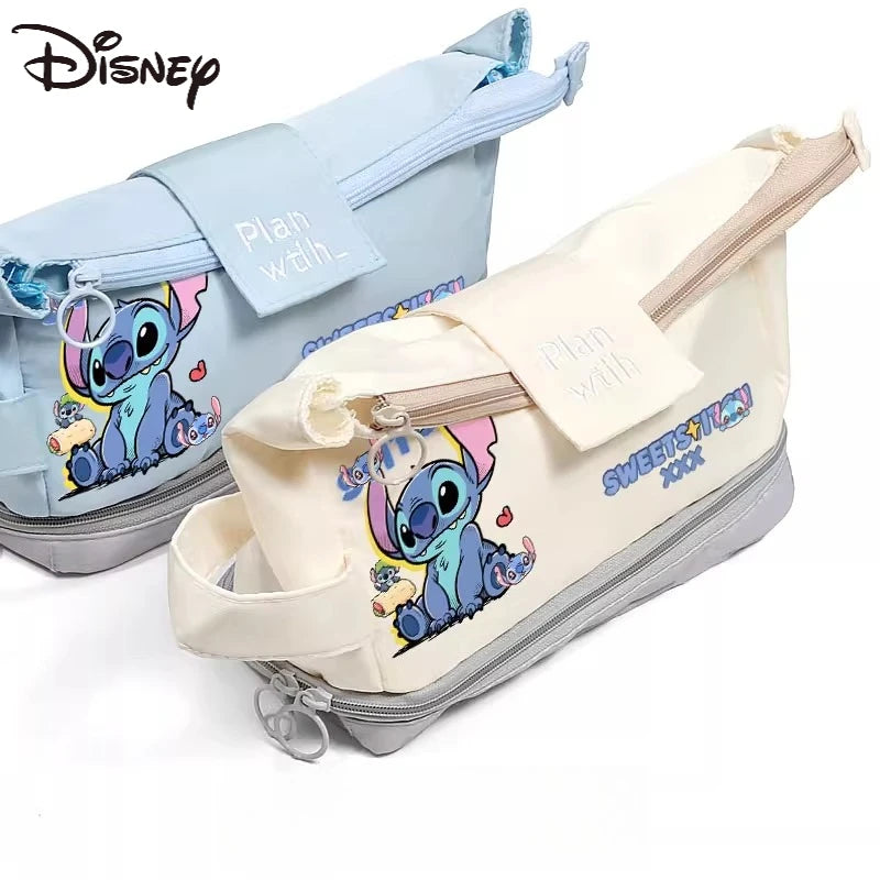 Kawaii Disney Stitch Anime Pen Bag Writing Case Cartoon Pencil Cases Pencil-box Large Capacity Stationery Storage Xmas
