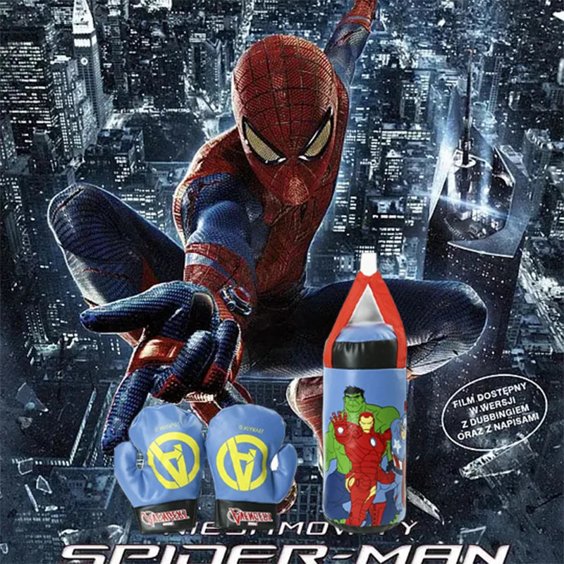 Spider Man Children'S Mini Boxing Set Glove+Bag Anime Cartoon Cute Sports Toy Physical Training Boy Girl Birthday X-Mas Gift Kid