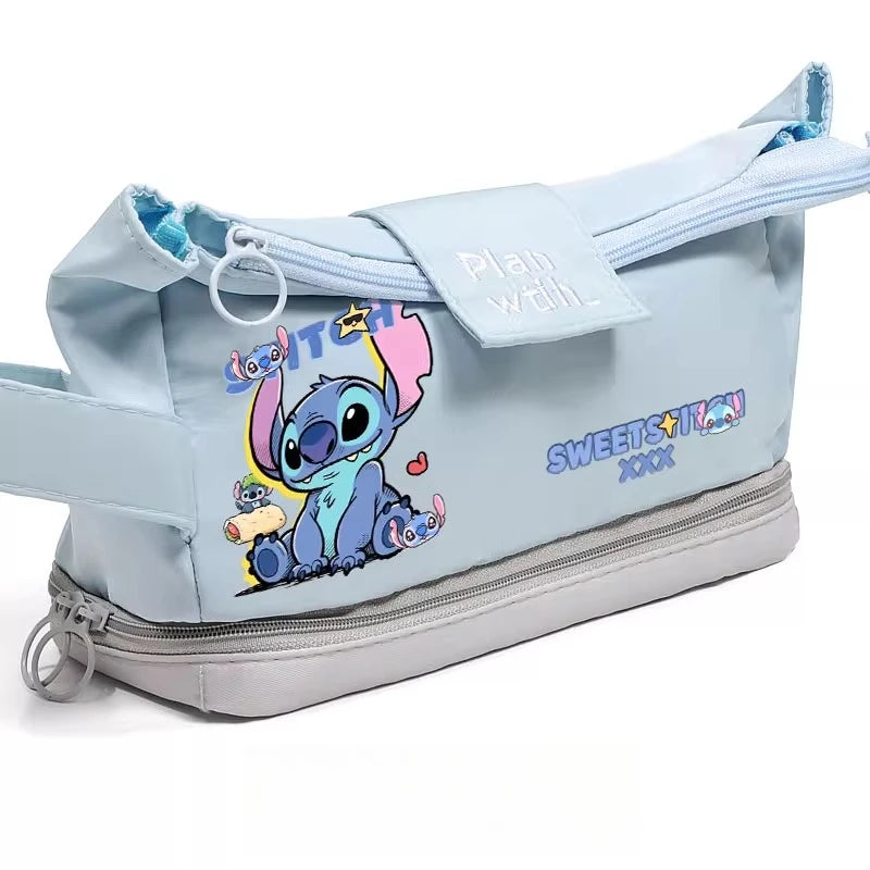 Kawaii Disney Stitch Anime Pen Bag Writing Case Cartoon Pencil Cases Pencil-box Large Capacity Stationery Storage Xmas
