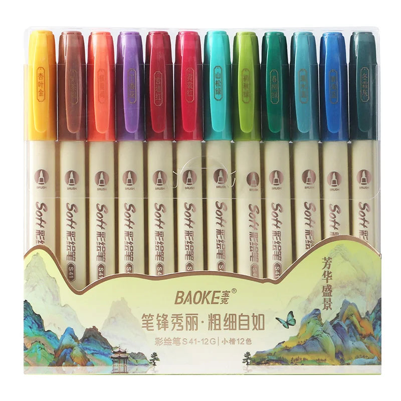 BAOKE S41 Soft Tip Art Drawing Pen Calligraphy Brush Pen Art Drawing For Sketching, Scrapbooking, Journaling ,Fadeproof Ink