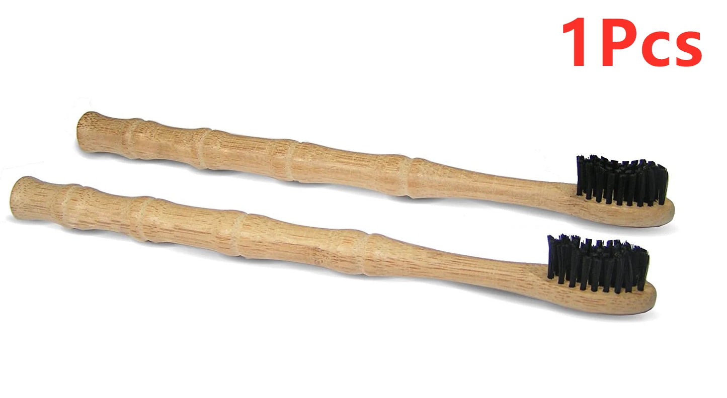 1/2/5 Pcs Natural Biodegradable Bamboo Toothbrush: Eco-Friendly BPA-Free Charcoal Infused bristles with Bamboo joint Wood Handle