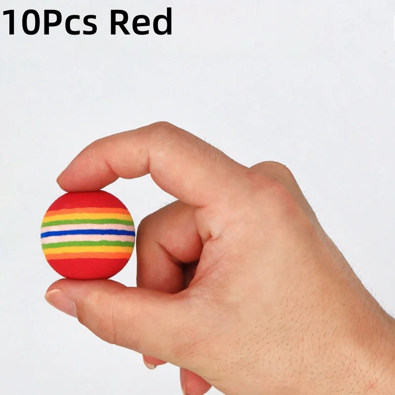 10PCS/5PCS Rainbow Cat Toys Ball Interactive Cat Dog Play Chewing Rattle Scratch Ball Training Cat Rainbow Ball Toy Pet Supplies