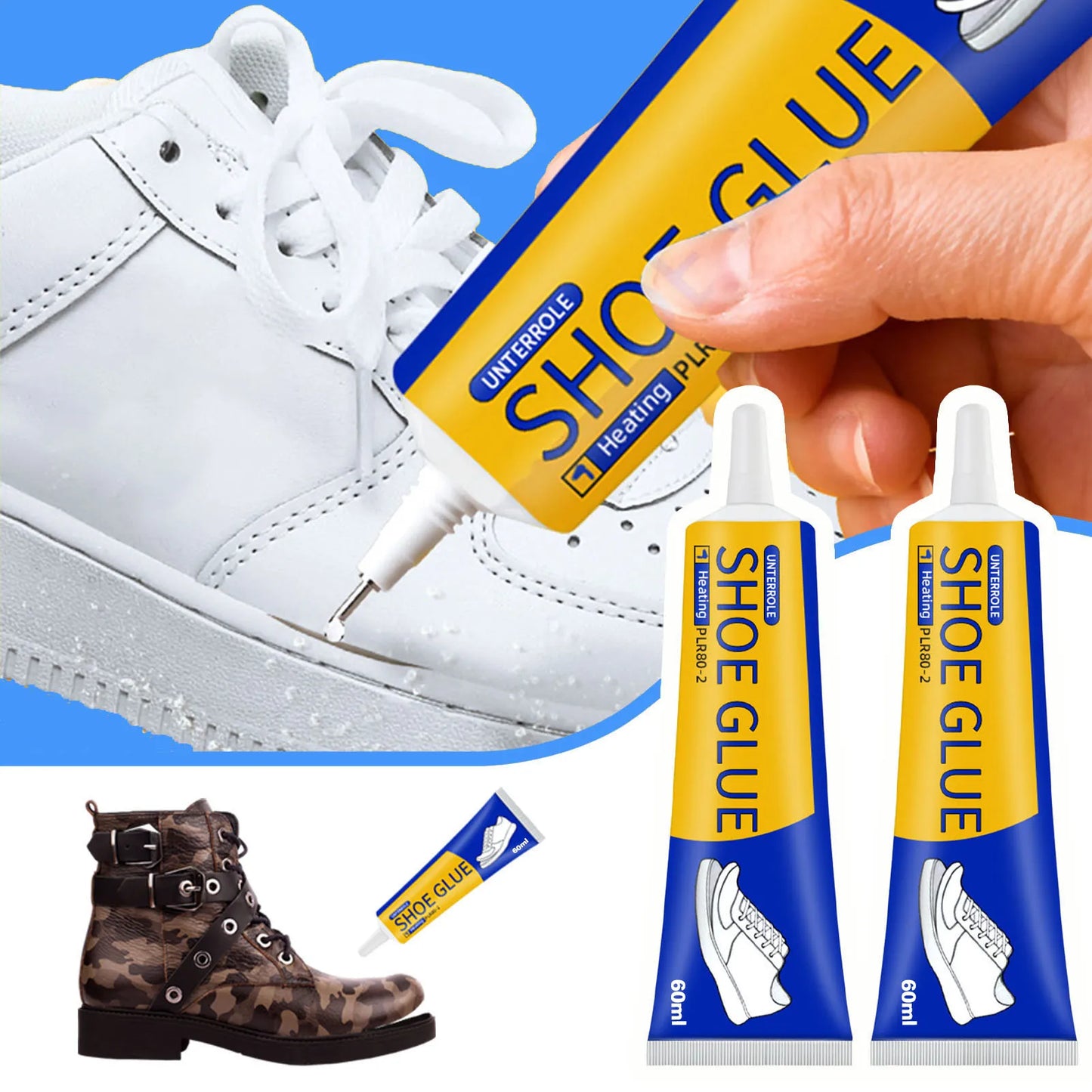 60ml Clear Shoe Repair Adhesive Low Odor Strong Adhesive Soft Resin Shoe Glue for Fixing Worn Shoes or Boots Super stability