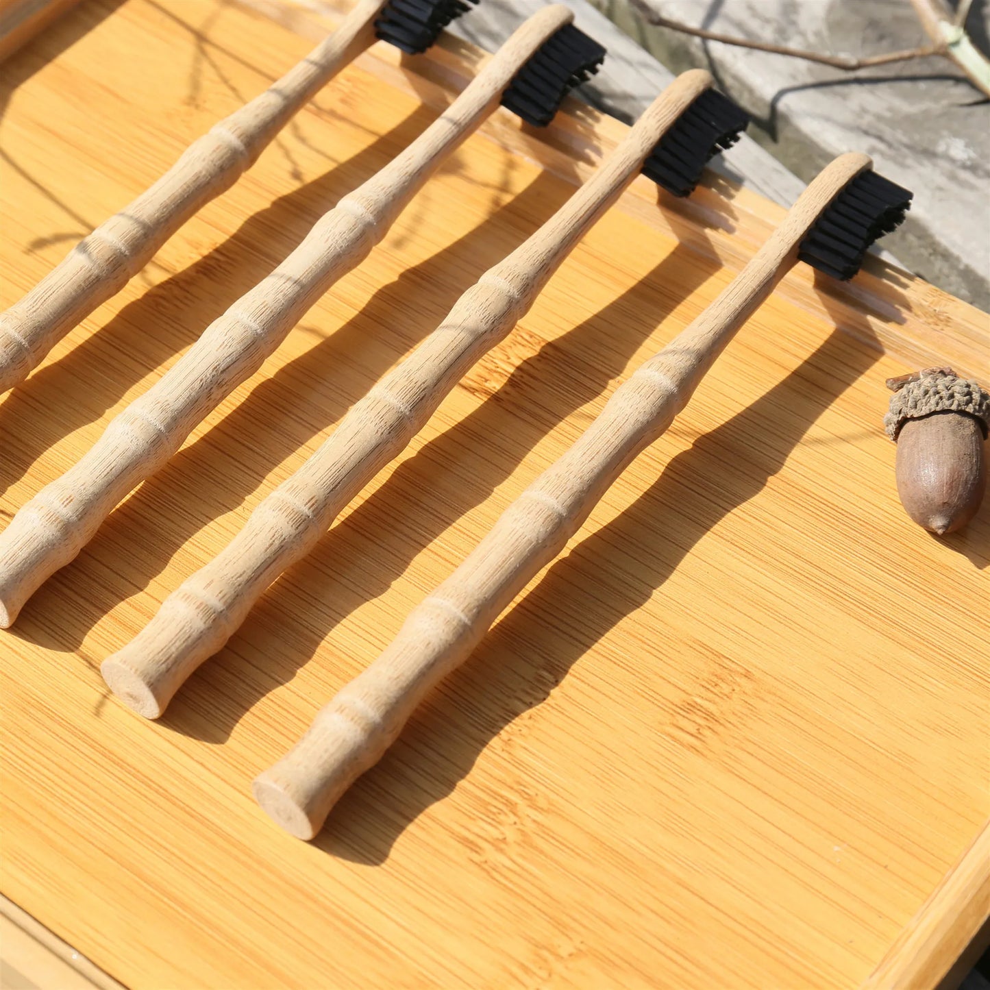 1/2/5 Pcs Natural Biodegradable Bamboo Toothbrush: Eco-Friendly BPA-Free Charcoal Infused bristles with Bamboo joint Wood Handle
